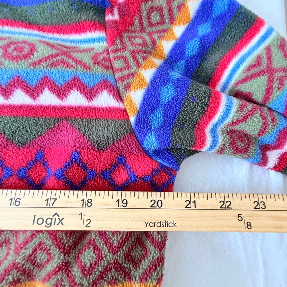 Vintage Studio Works Fleece Hoodie Women Geometric Aztec Button 90s - Picture 9 of 11